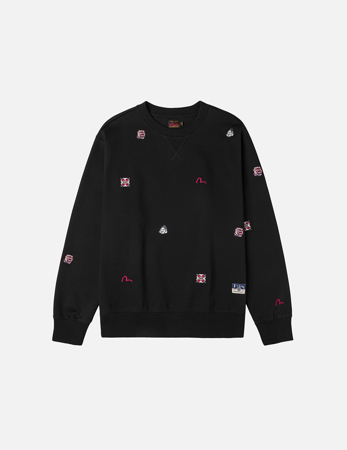 滿地多重品牌圖案刺繡寬版休閒衛衣